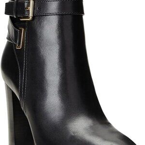 LRL Ralph Lauren Madisyn Black (7B) Burnished Leather Buckled Dress Booties